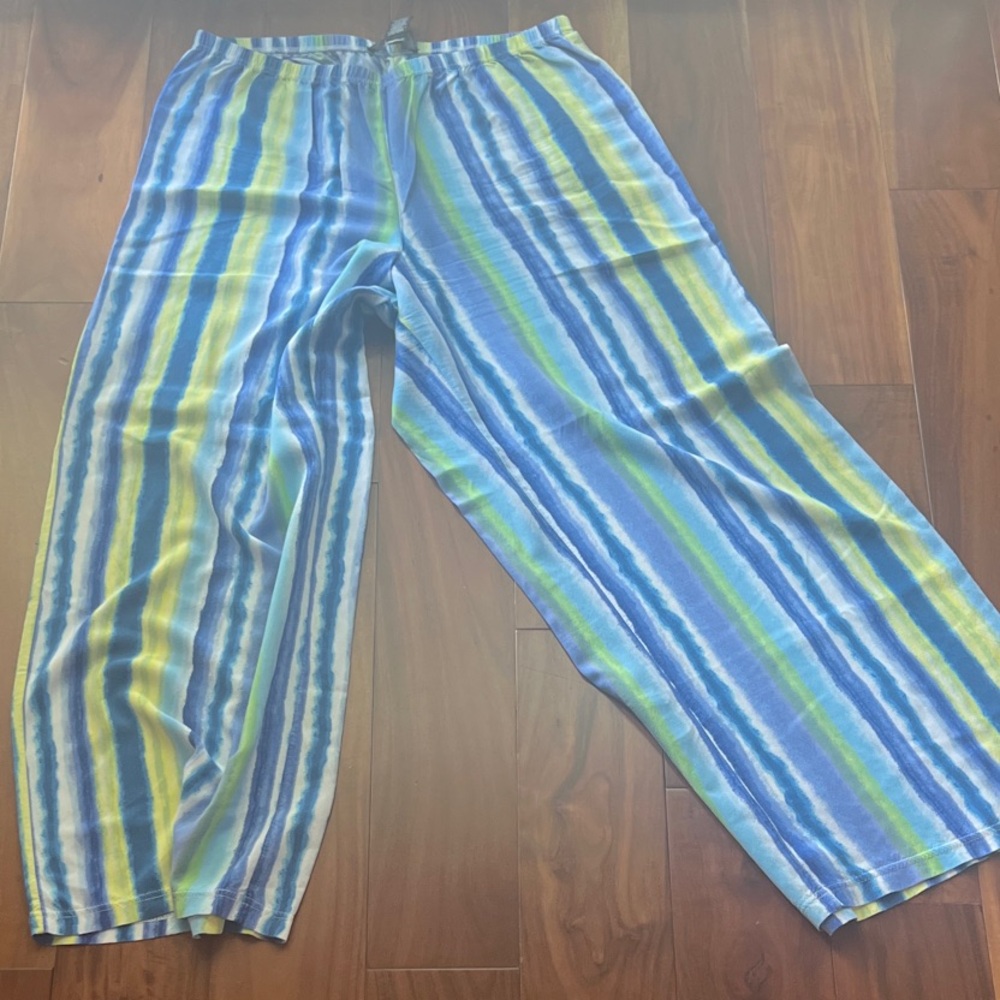 Zac & Rachel Blue and Yellow Striped Straight Leg Pants